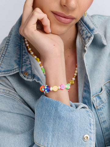 Nialaya Women's Beaded Bracelet Women's Berry Pearl Bracelet with Assorted Beads Women's Berry Pearl Bracelet with Assorted Beads